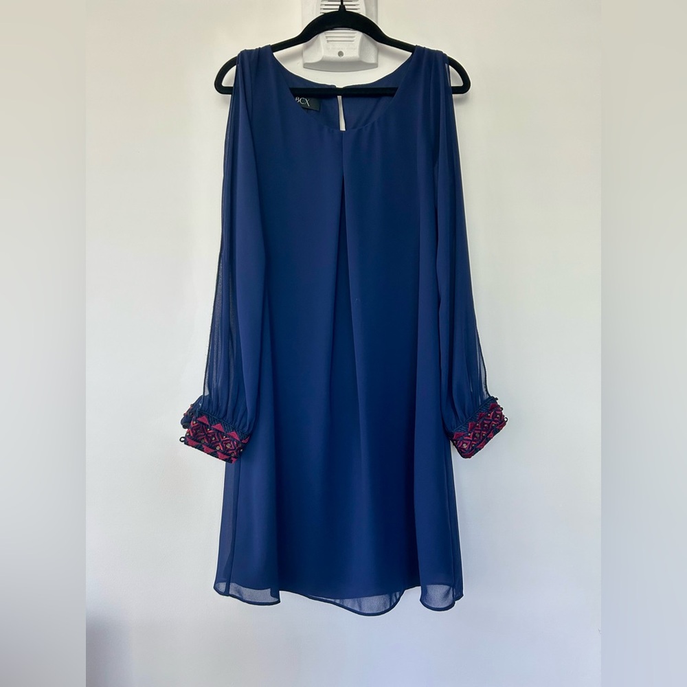 BCX Navy Blue Dress with Red Accents